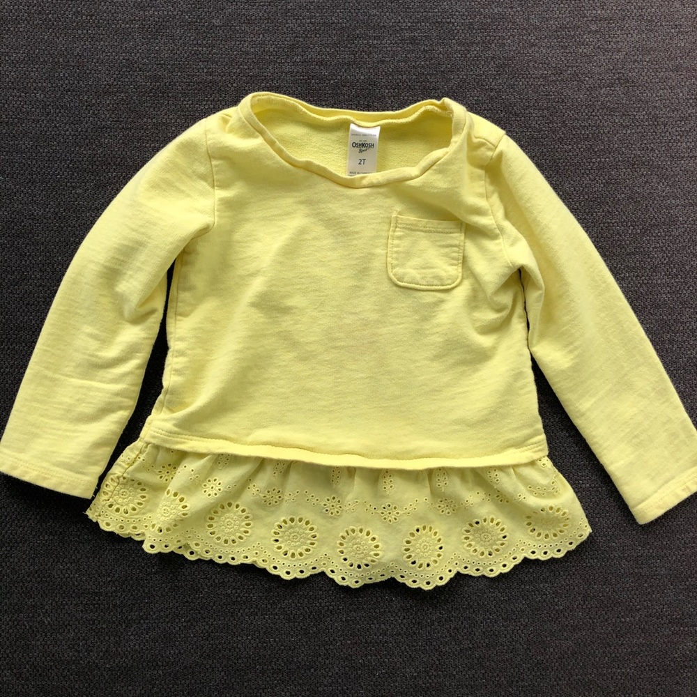 Oshkosh Yellow Eyelet Long Sleeve Shirt - 2T